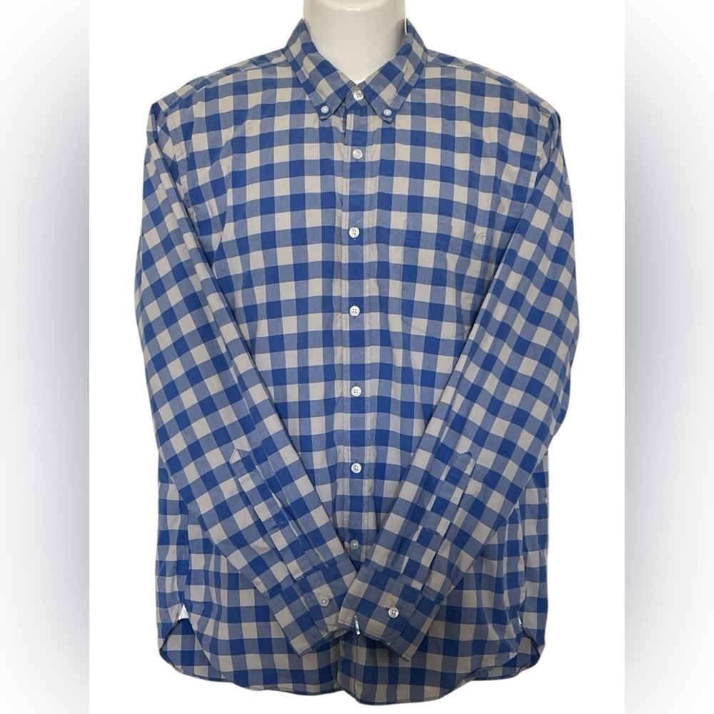 J. Crew Blue and White Gingham Button-Down Shirt Sz/L